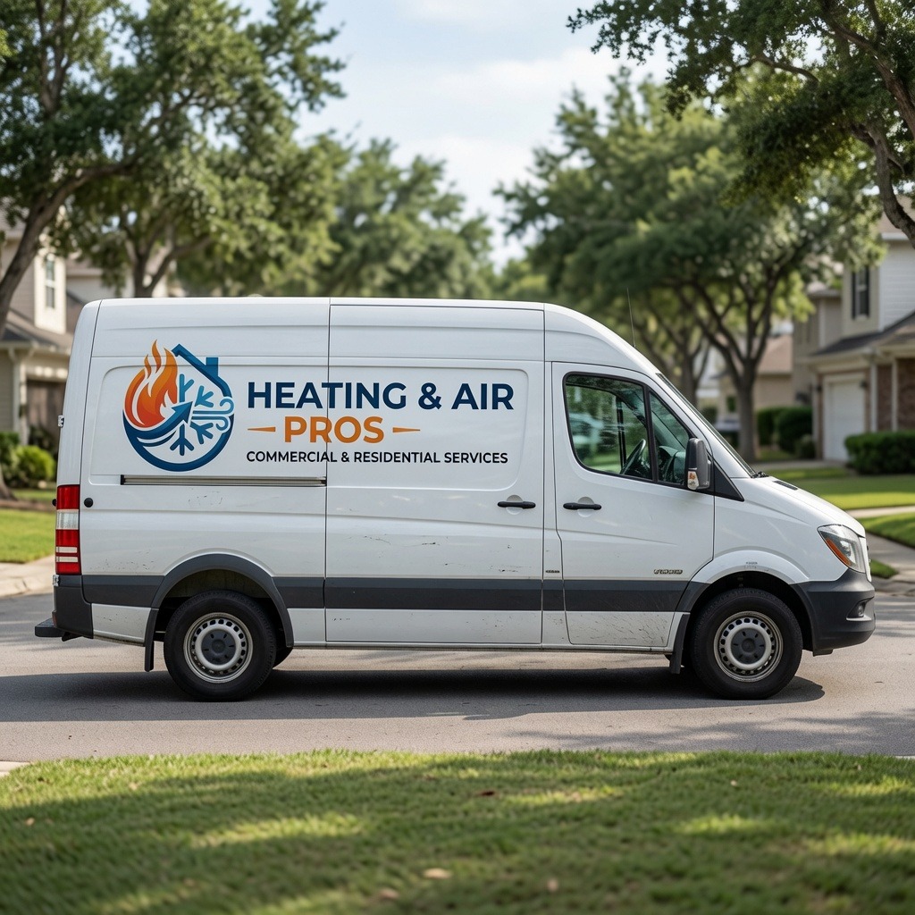 Local heating and air service van serving Brighton